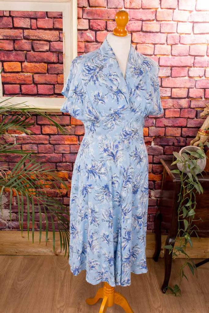 40s Sommerkleid blau Viskose