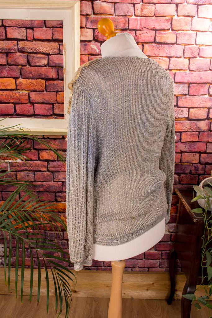Boho Pulli beige Gold Netz