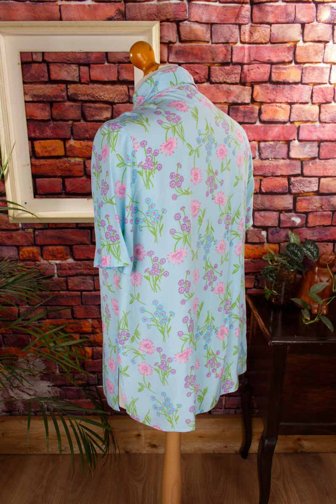Vintage Blümchen Bluse hellblau