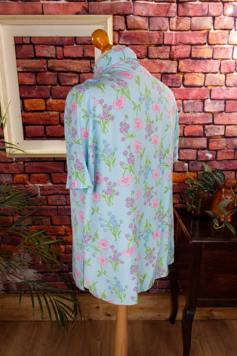 Vintage Blümchen Bluse hellblau