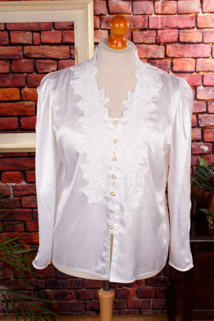80s Bluse weiß Satin