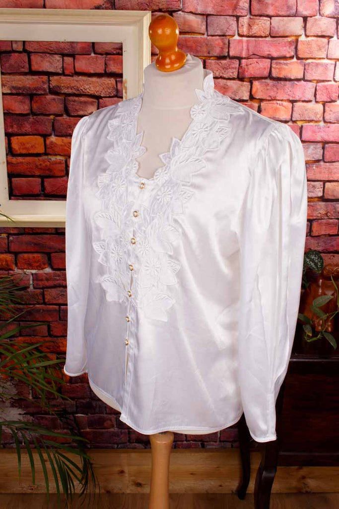 80s Bluse weiß Satin