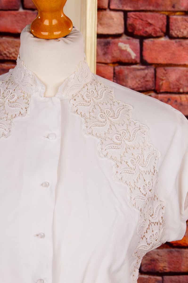 50s Bluse weiß Spitze