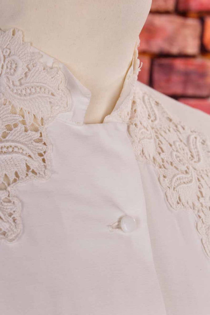 50s Bluse weiß Spitze