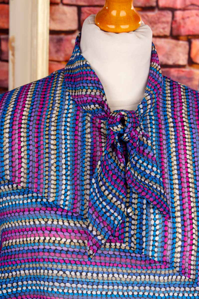 70s Disco Bluse lila bunt Glitzer Chiffon