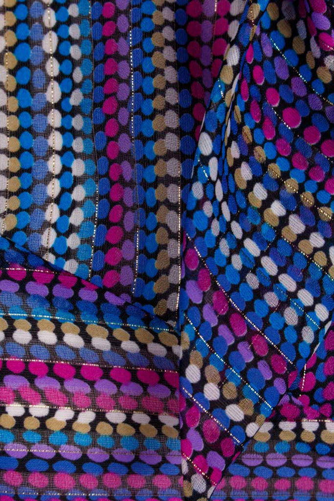 70s Disco Bluse lila bunt Glitzer Chiffon