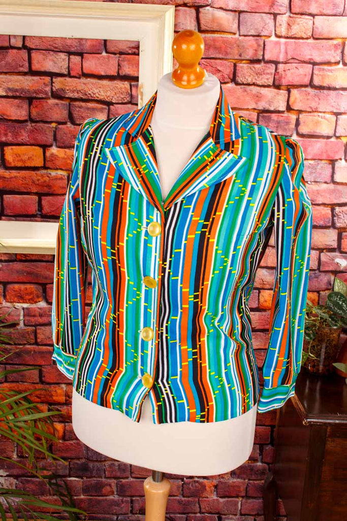 70s Disco Streifen Blazer Bluse