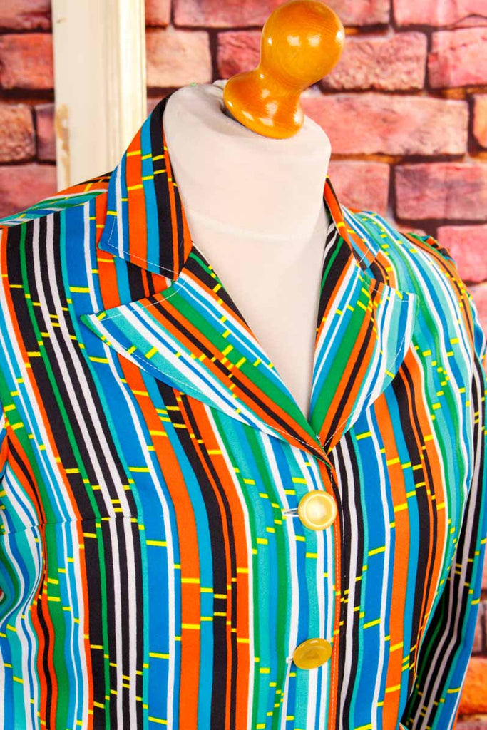 70s Disco Streifen Blazer Bluse