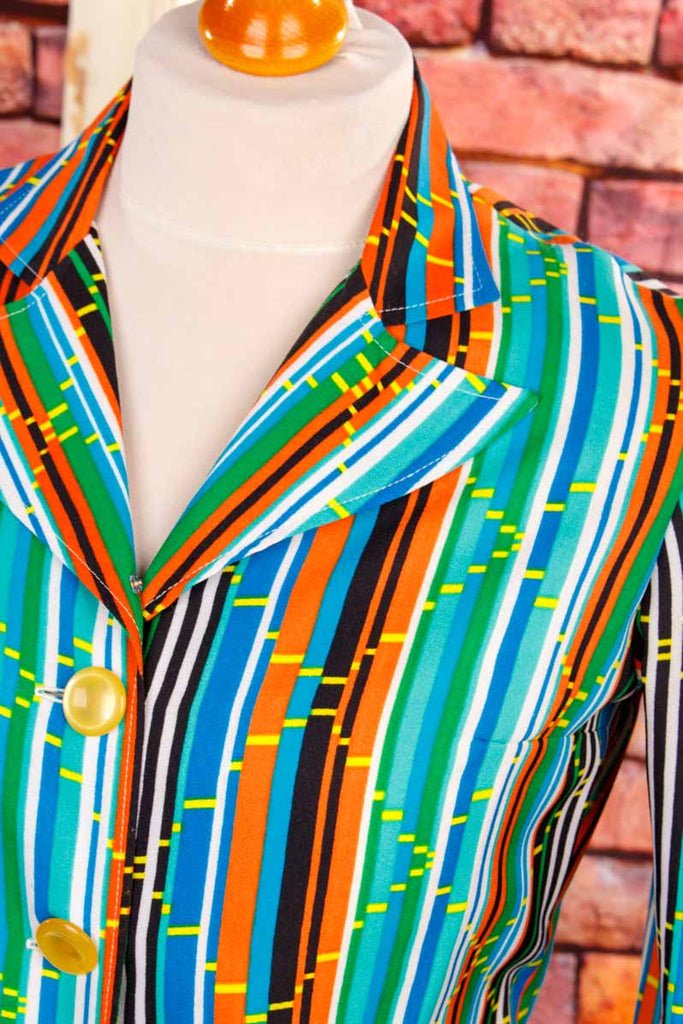 70s Disco Streifen Blazer Bluse