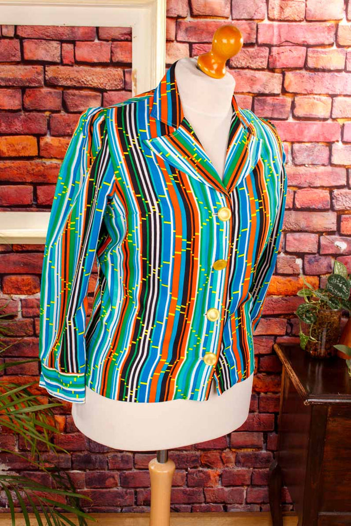 70s Disco Streifen Blazer Bluse
