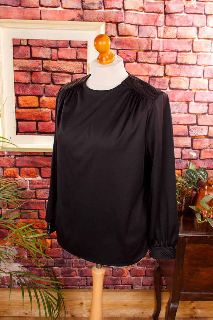 80er Top schwarz Pailletten