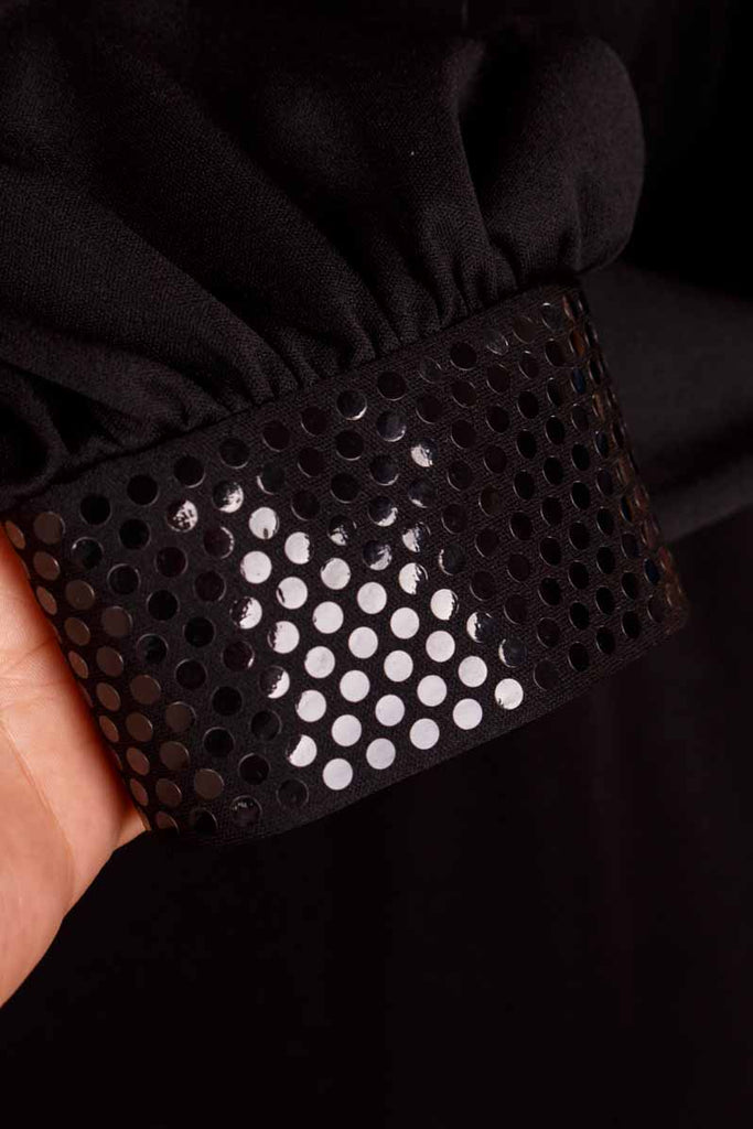 80er Top schwarz Pailletten