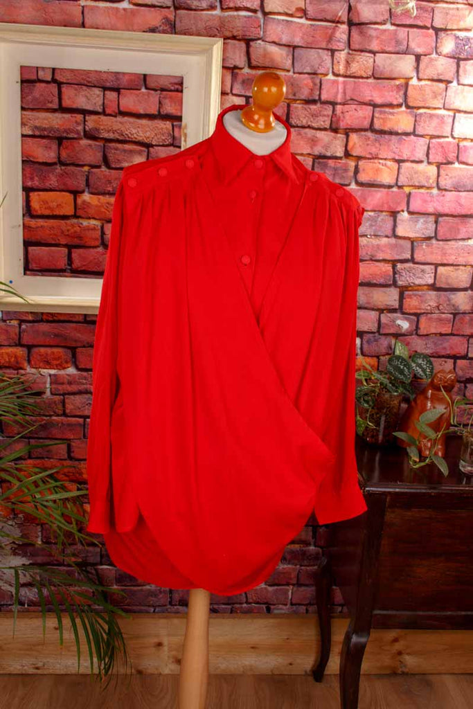 80er Umstandsbluse Stillbluse rot