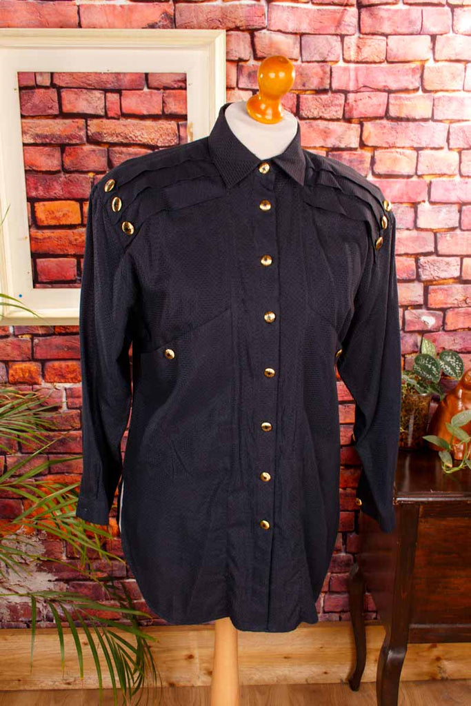 extravagante Bluse schwarz gold