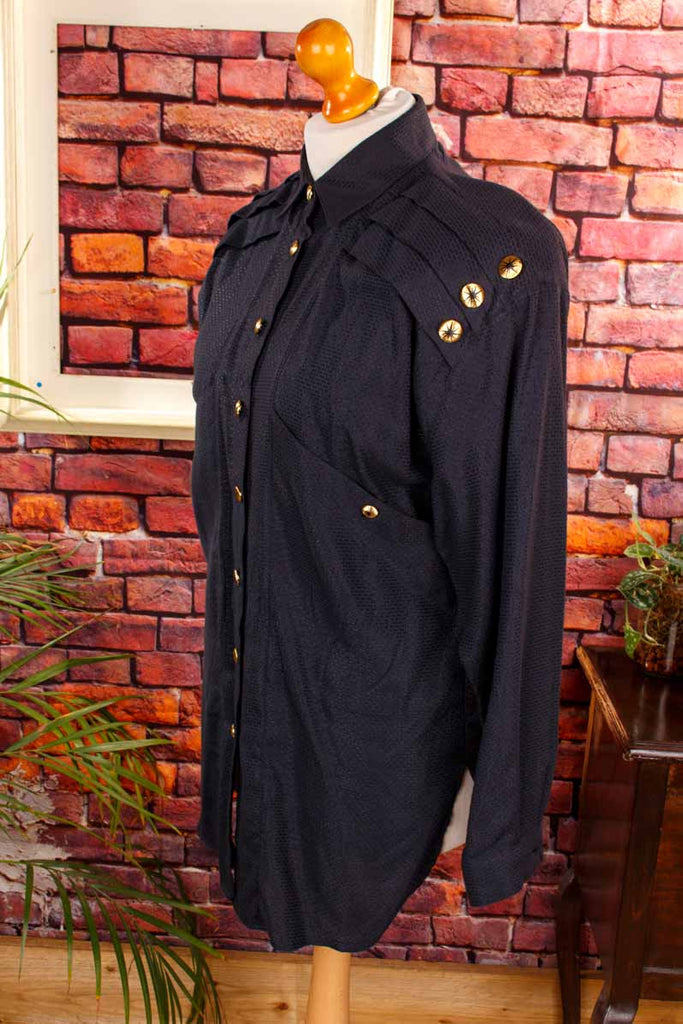 extravagante Bluse schwarz gold