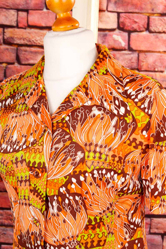 70s Schlagerkleid orange
