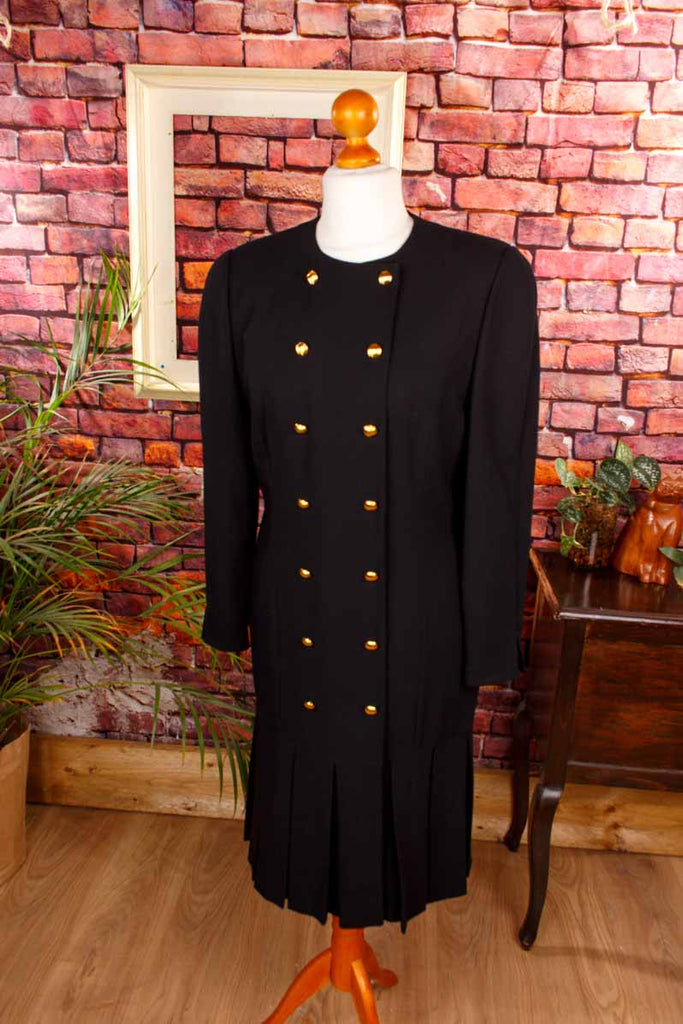 Vintage Wollkleid schwarz streng