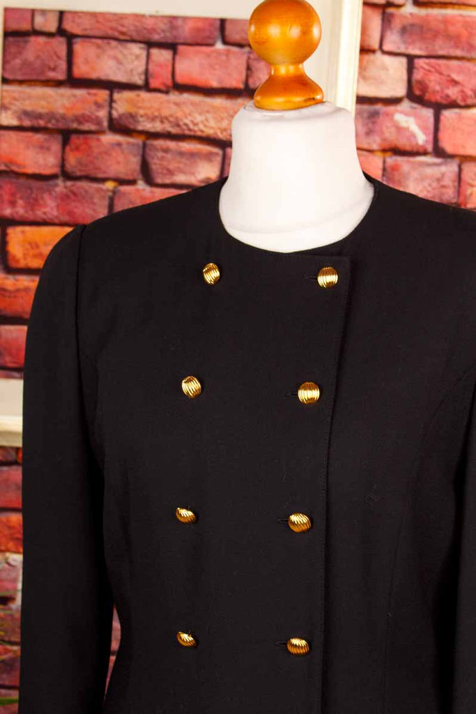 Vintage Wollkleid schwarz streng