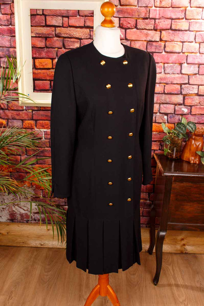 Vintage Wollkleid schwarz streng