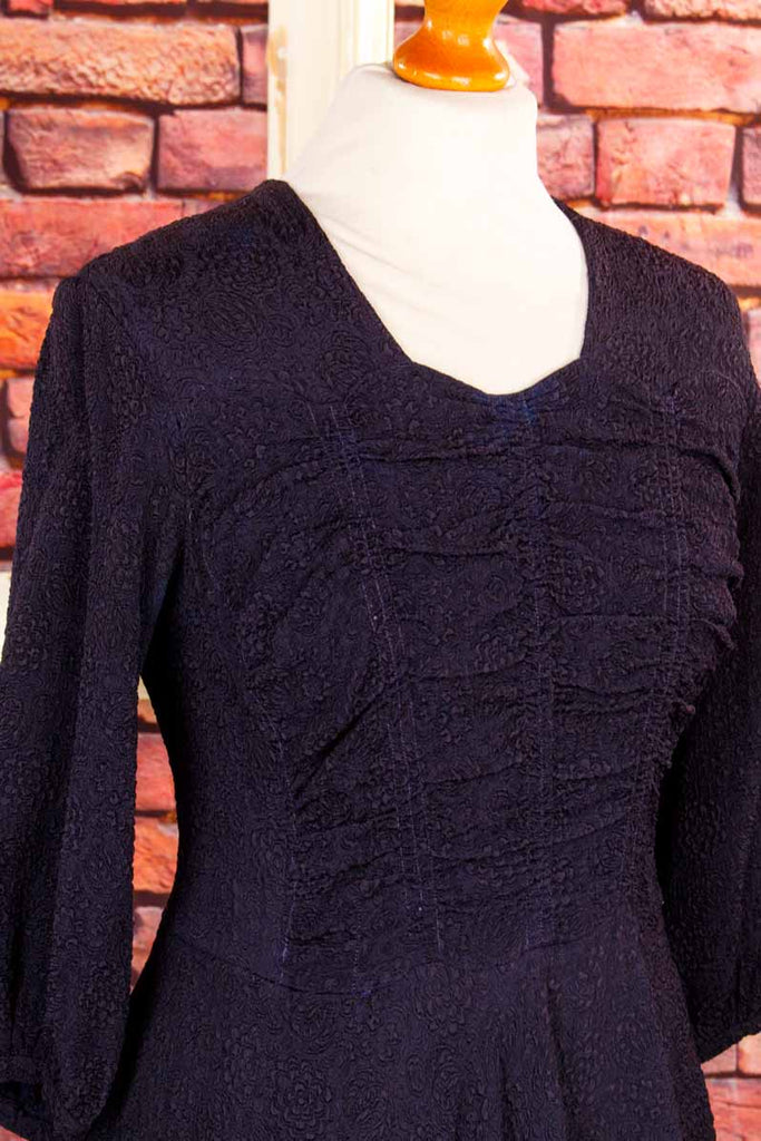 50s Tanzkleid Strukturstoff marine