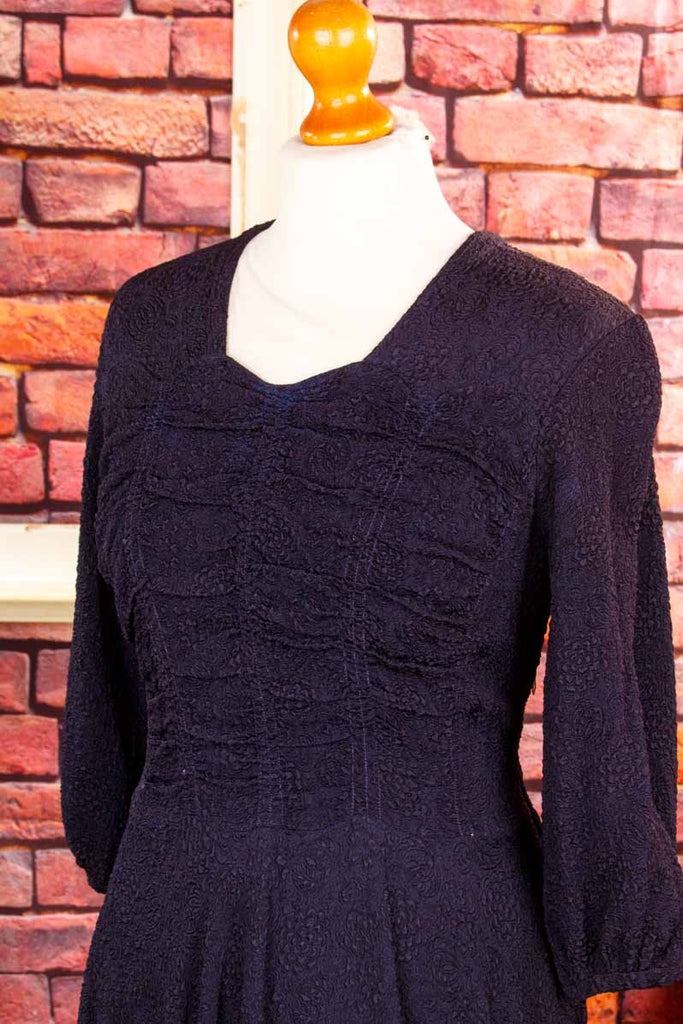 50s Tanzkleid Strukturstoff marine