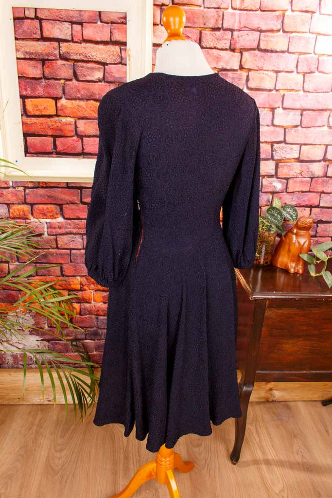 50s Tanzkleid Strukturstoff marine