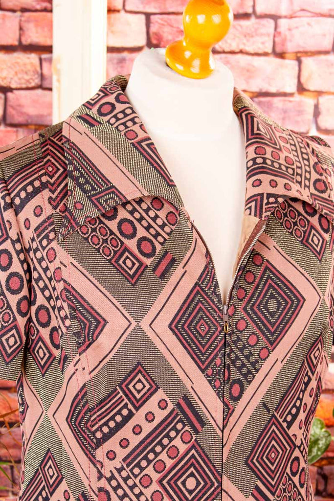 70s Disco Kleid gold Brokat
