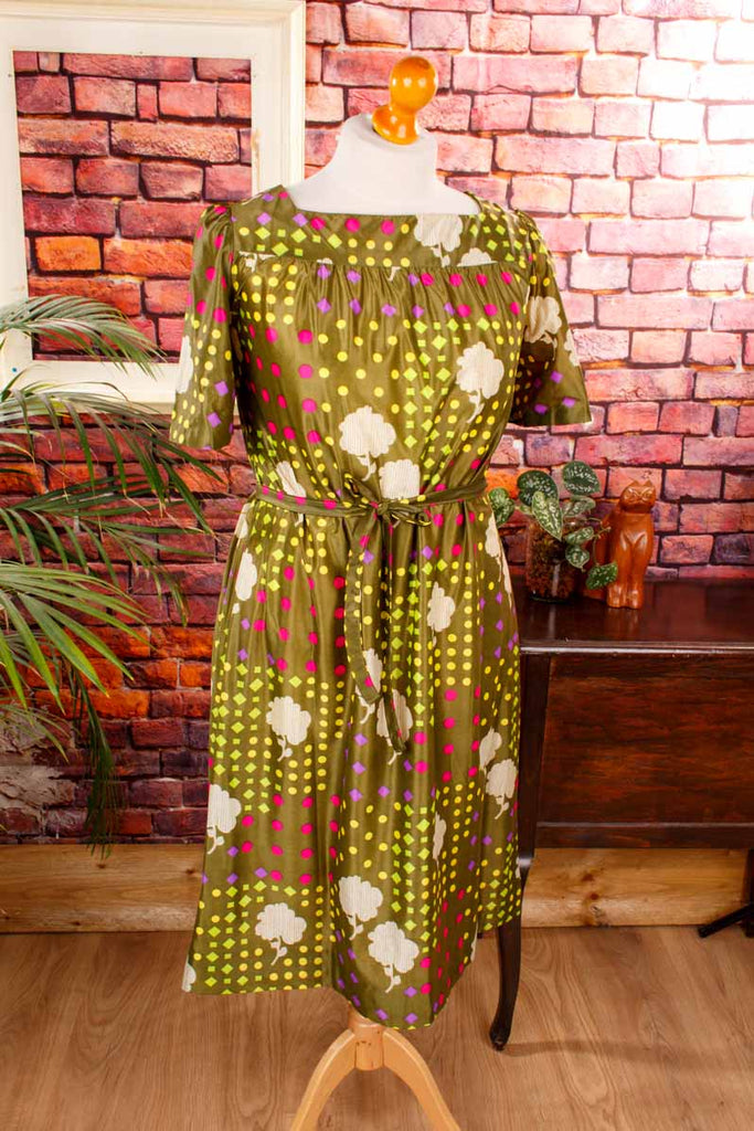 Nylon Kleid grün bunt