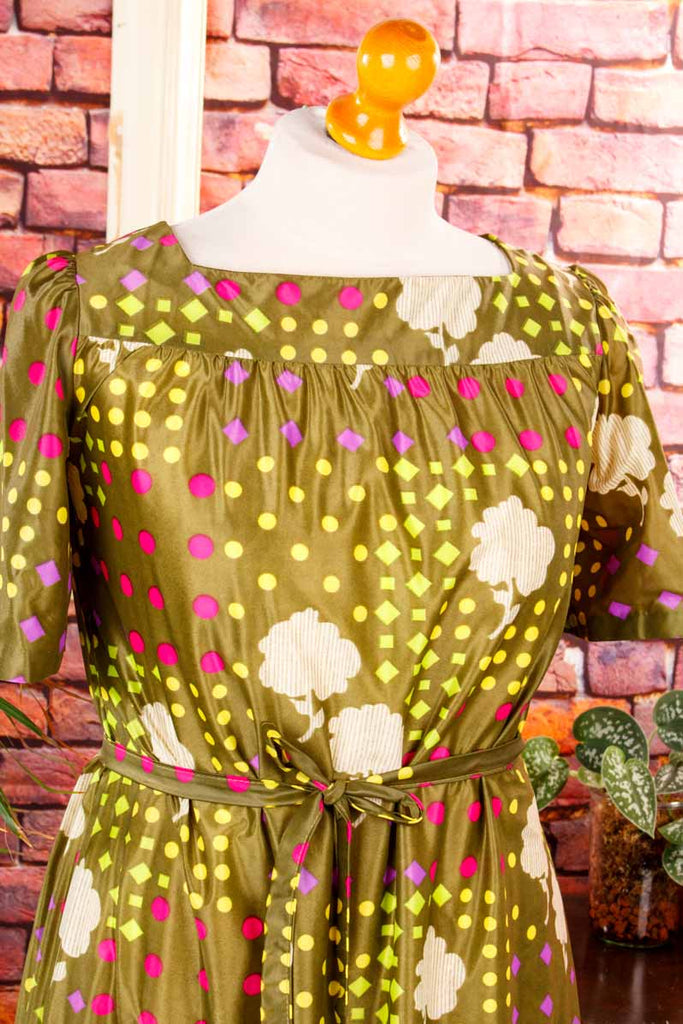 Nylon Kleid grün bunt