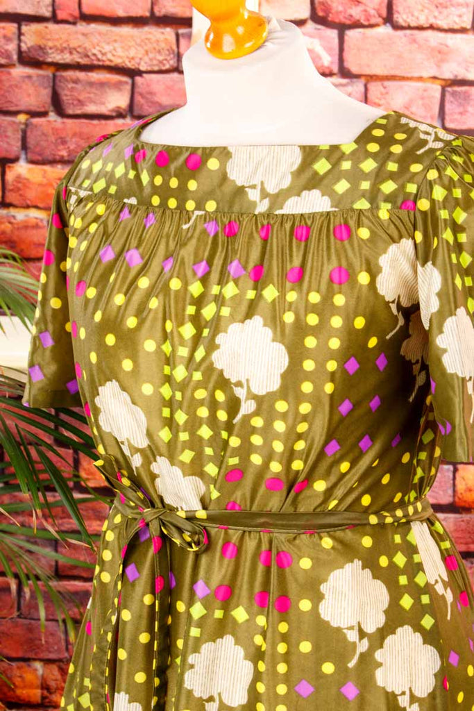 Nylon Kleid grün bunt