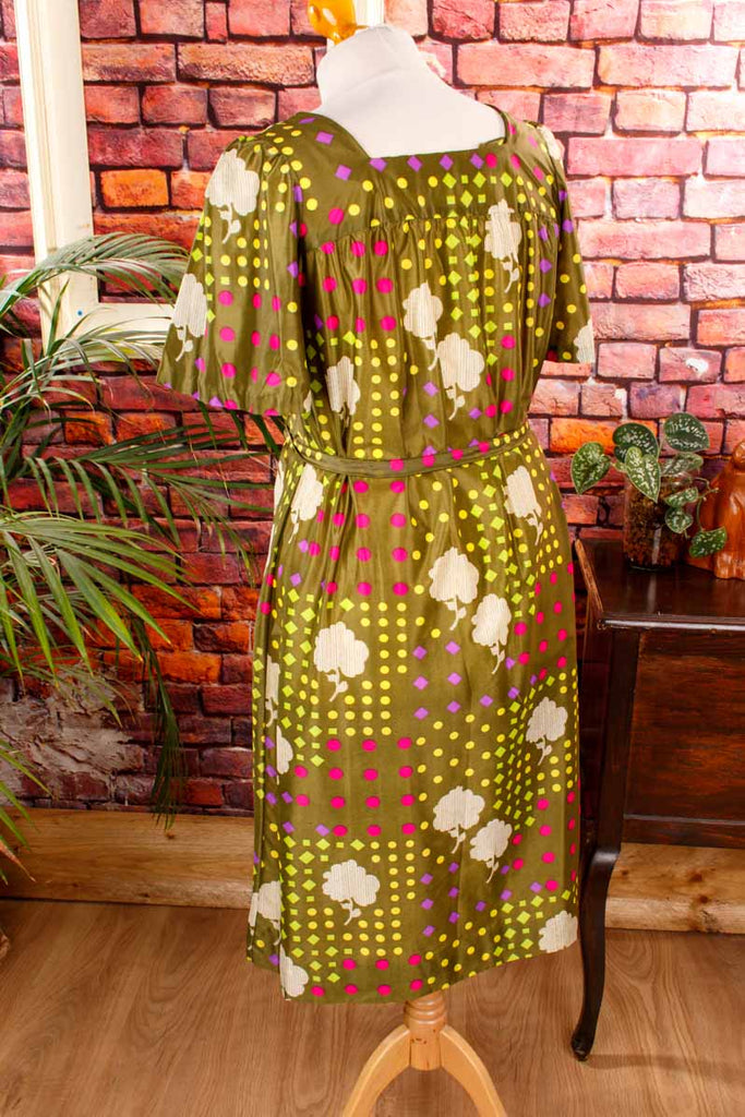 Nylon Kleid grün bunt