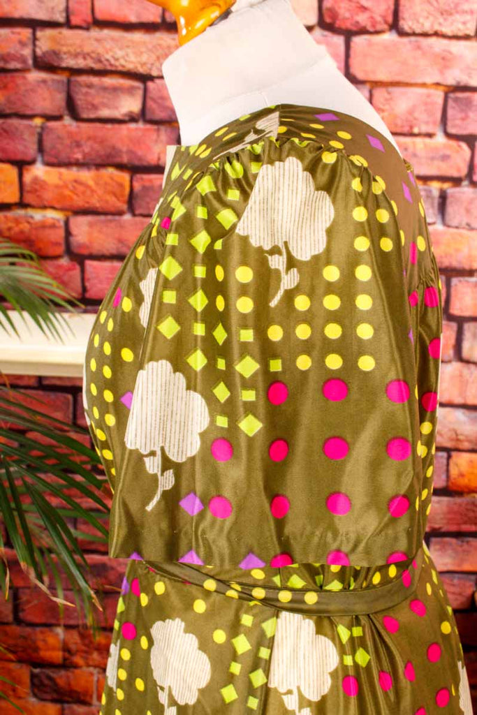 Nylon Kleid grün bunt