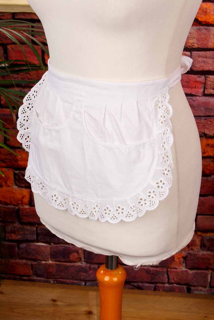 Vintage Servierschürze weiß Taschen