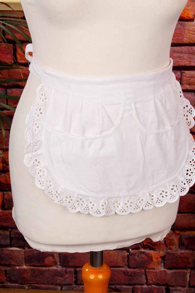 Vintage Servierschürze weiß Taschen