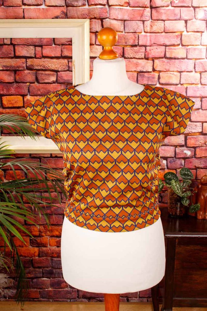 60s Top orange Rauten