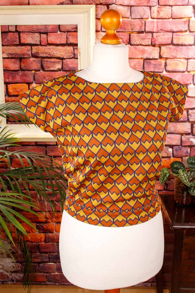 60s Top orange Rauten