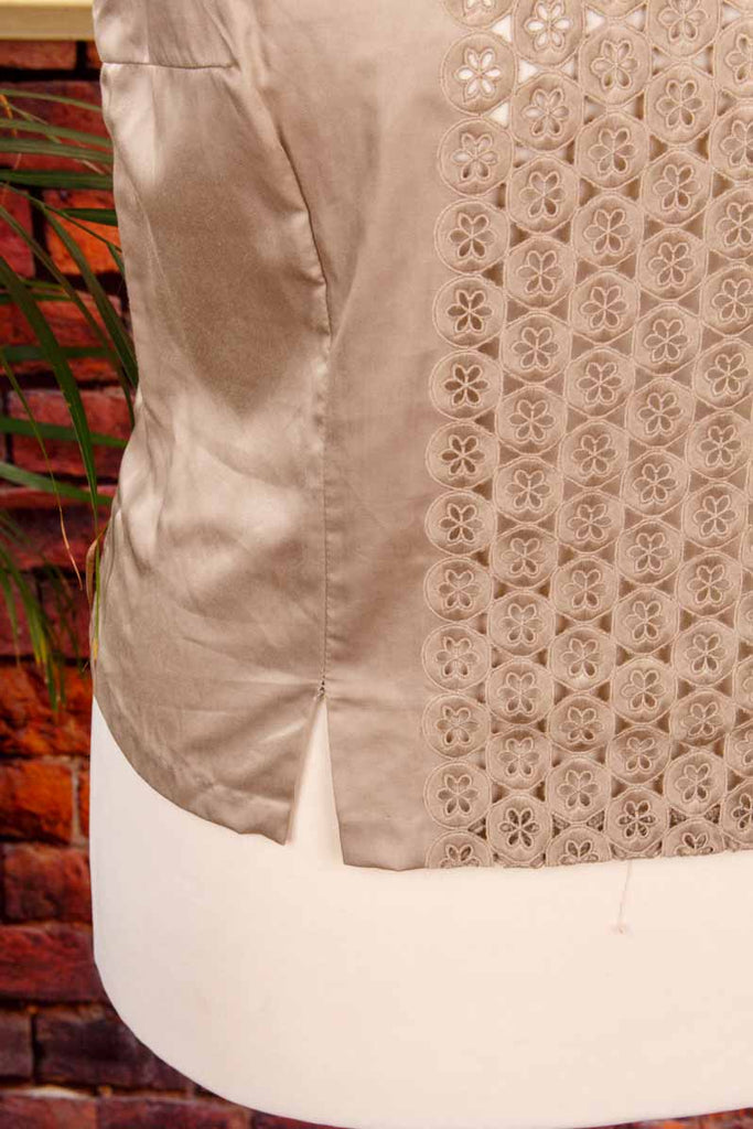 60s Bluse beige Lochspitze