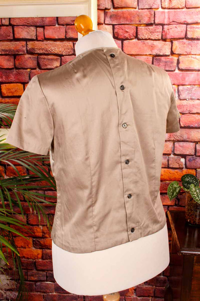 60s Bluse beige Lochspitze