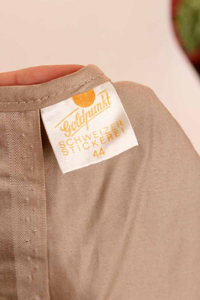 60s Bluse beige Lochspitze