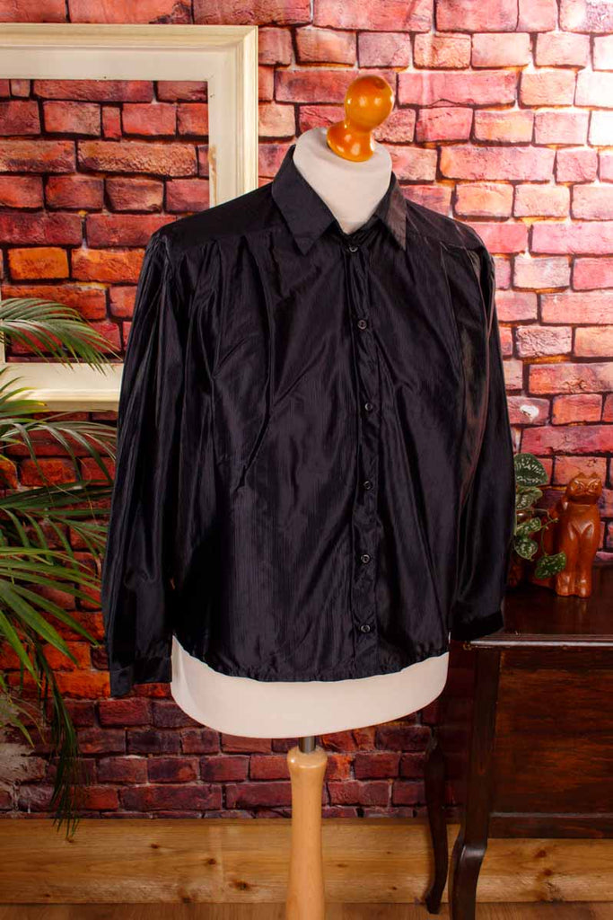 VEB Nylon Bluse schwarz Glanz