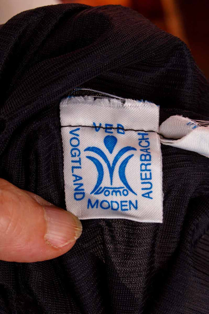 VEB Nylon Bluse schwarz Glanz