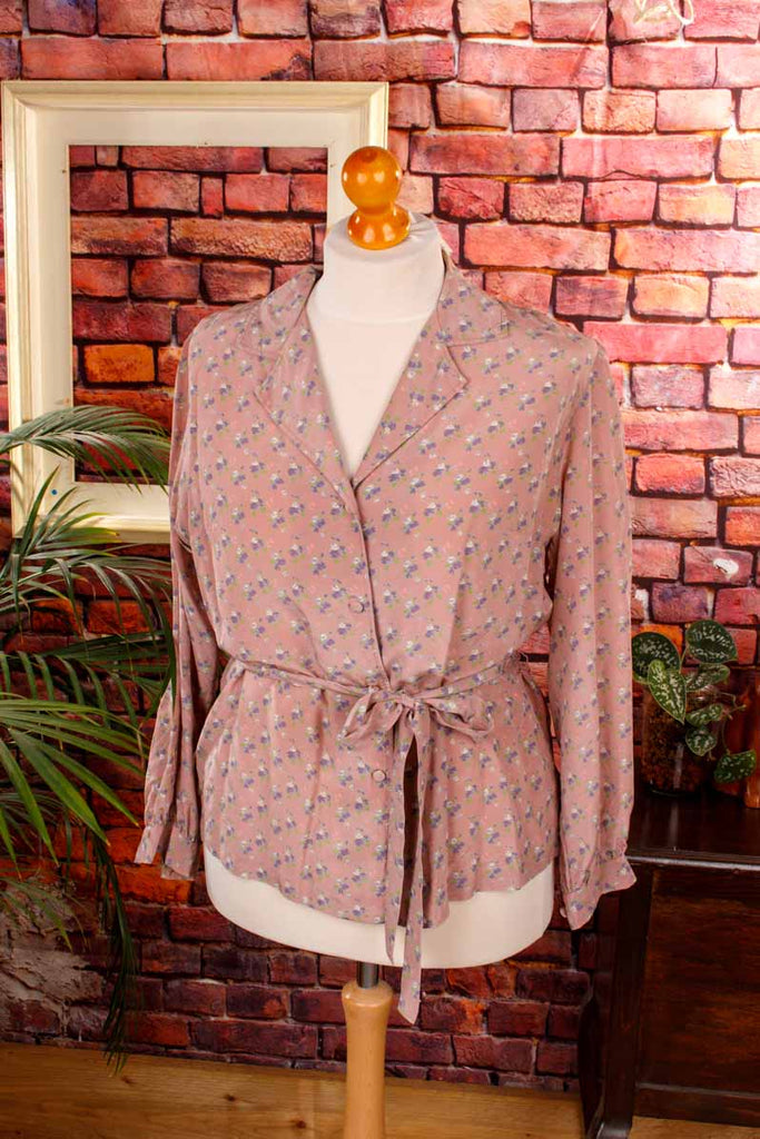 Seidenbluse Veilchenmuster