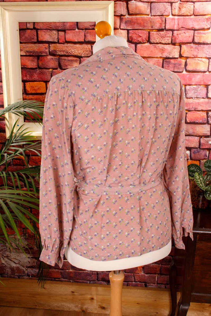 Seidenbluse Veilchenmuster