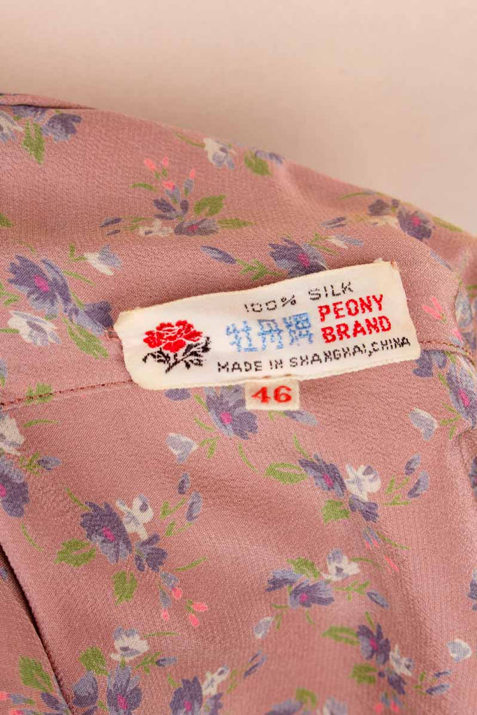 Seidenbluse Veilchenmuster