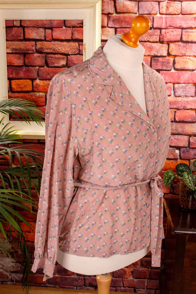 Seidenbluse Veilchenmuster