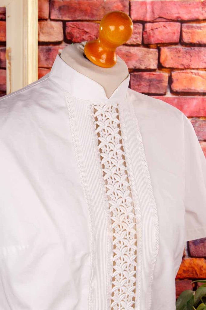 Baumwollbluse weiß + Spitze