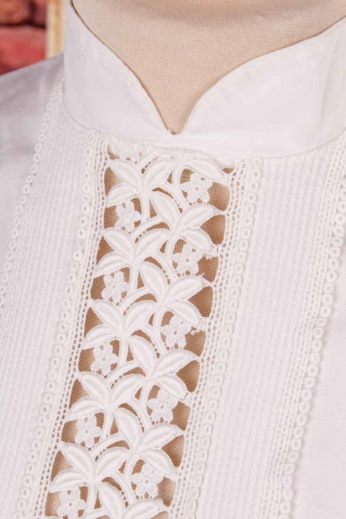 Baumwollbluse weiß + Spitze