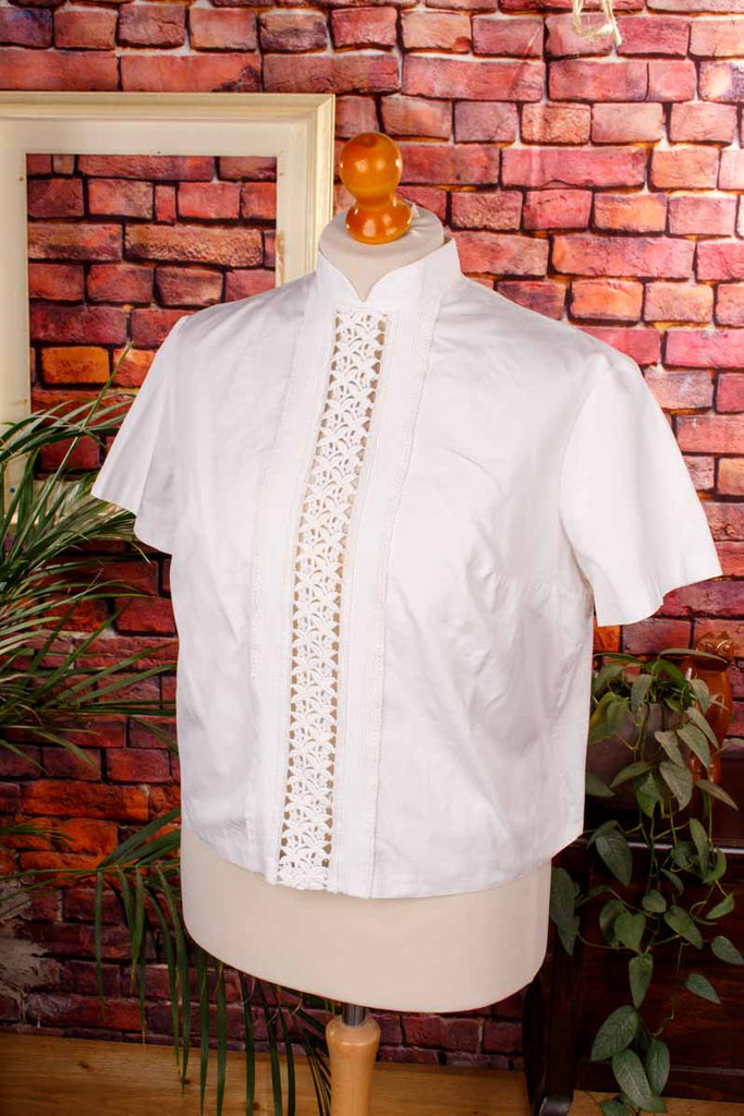 Baumwollbluse weiß + Spitze