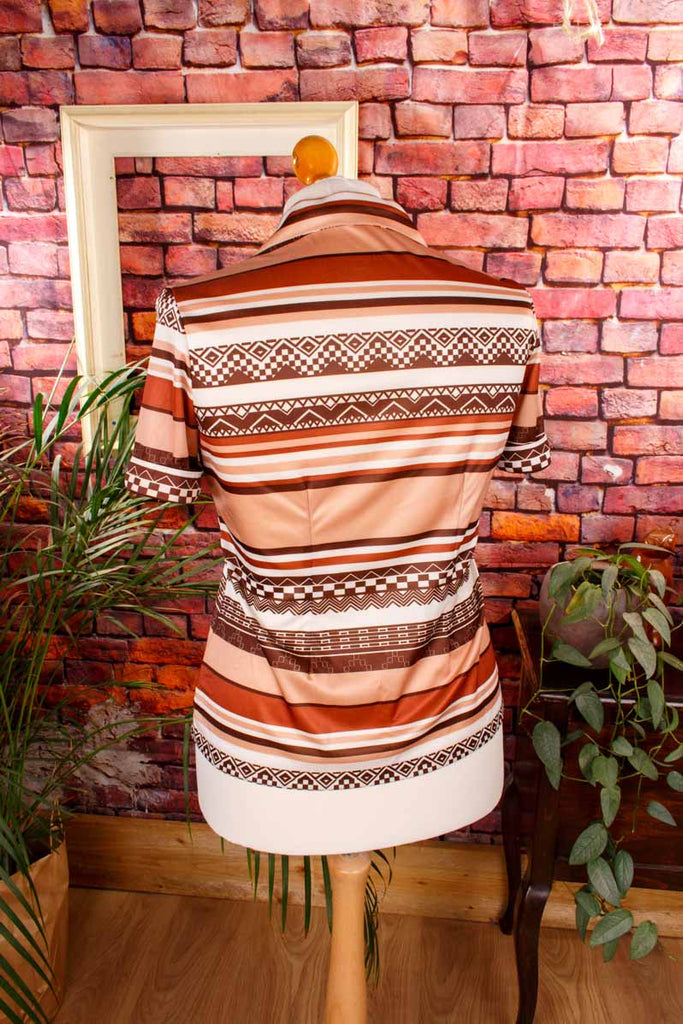 Vintage Stretchbluse braun Muster