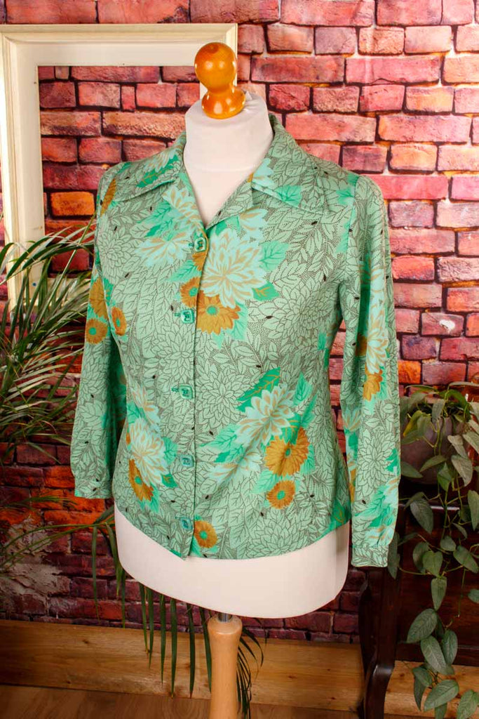 Schlager Bluse grün Muster